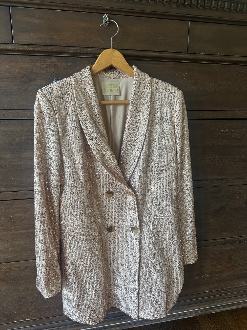 Judith March Rose Gold Sequin Blazer